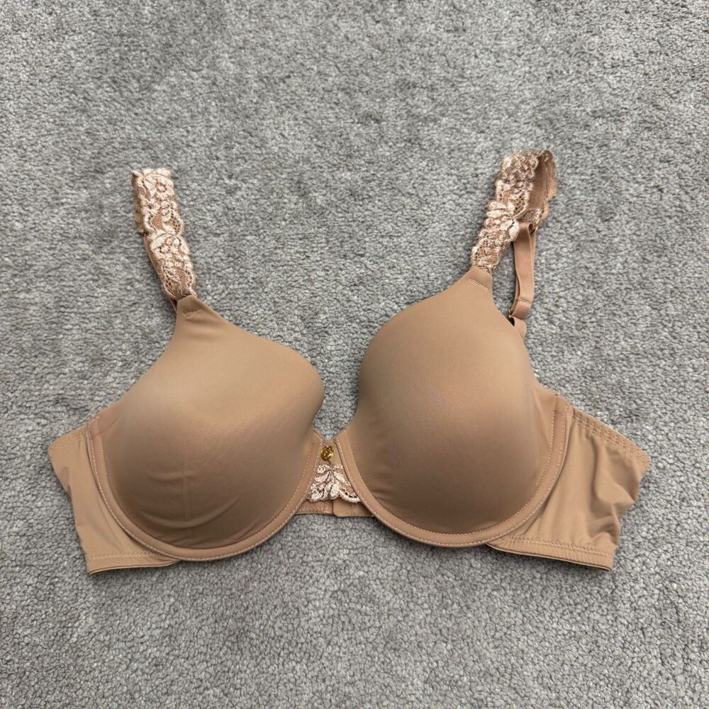 Natori Feathers Full Figure T-Shirt Bra Womens 36D Brown Tan Underwire Padded